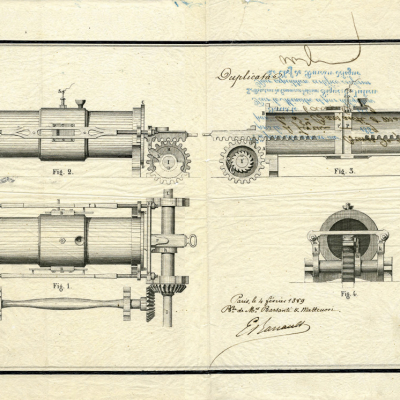Progetto del motore a stantuffi contrapposti del 1858