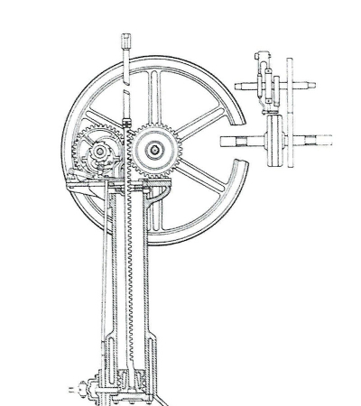 Sezione del motore Otto e Langen del 1867